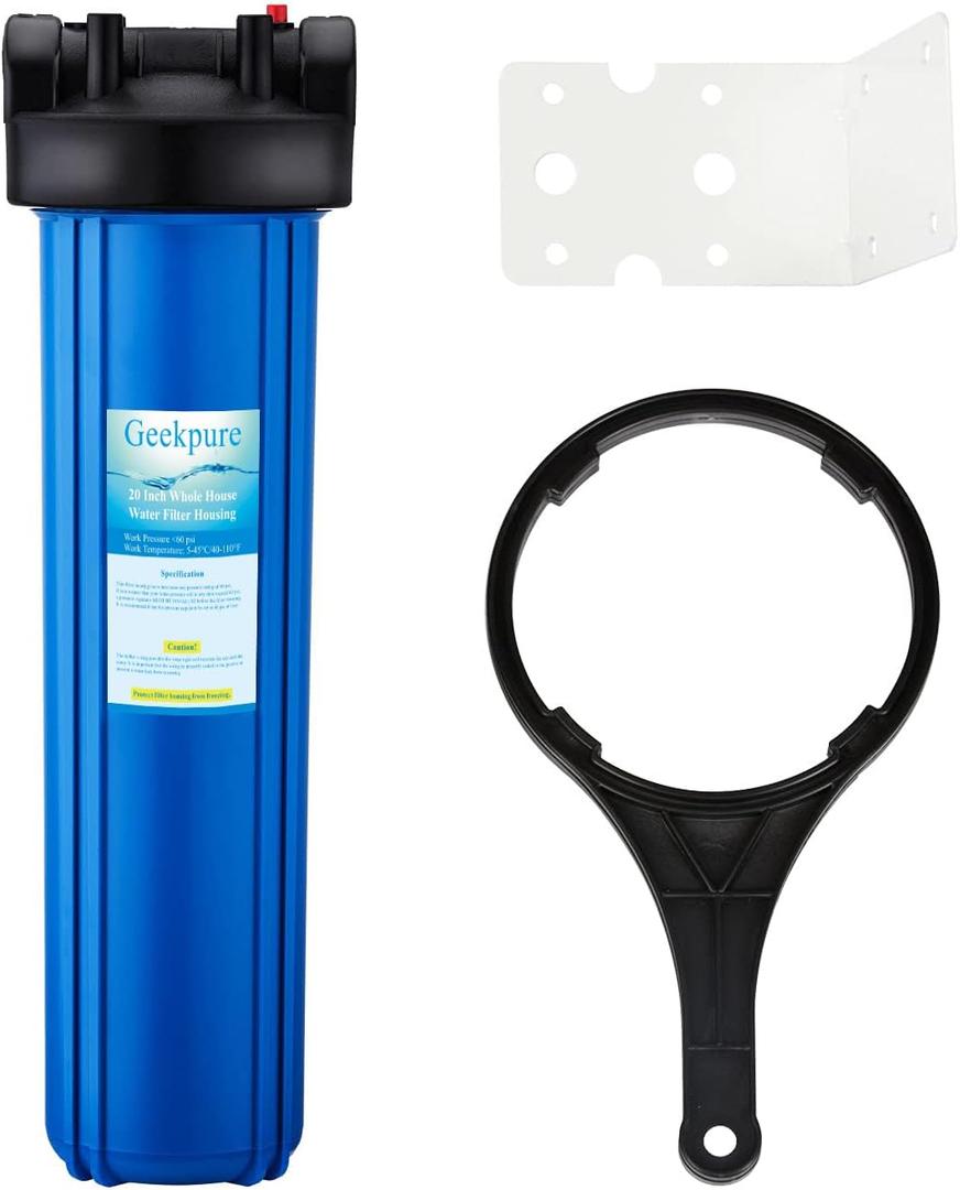 Geekpure 20 Inch Whole House Water Filter Housing 3/4" Port-Fit 4.5" x 20" Filters (1)
