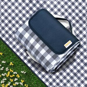 SAMSIER Outdoor Picnic Blankets Waterproof Foldable, Large Beach Blanket Sandproof, Gingham Picnic Mat Cute Washable Portable (Navy Blue, 80"80") (6'8" x 6'8" (Square))