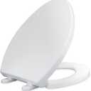 CYRRET Elongated Toilet Seat Slow Close, Easy to Install and Clean, Durable Plastic, White, Replacement Toilet Seats, Fits Standard Elongated, Obling or Oval Toilets