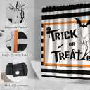 Halloween Shower Curtains for Bathroom Black Bat Pumpkin Shower Curtain Waterproof Fabric Happy Halloween Decoration Bathroom Curtain with Hooks 72"x72" (Black White)