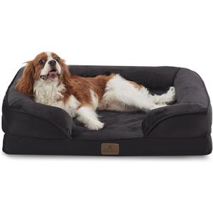 Bedfolks Orthopedic Dog Bed, Waterproof Dog Sofa Bed for Medium Dogs, Egg Foam Pet Couch Bed with Removable Washable Cover and Nonslip Bottom, Black (28.0"L x 23.0"W x 6.5"Th)