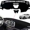 Dashboard Dash Board Cover Mat Pad Carpet Non-Slip Custom Compatible with Jeep Cherokee 2014 2015 2016 2017 2018 2019 2020 2021 2022 Protector Sunshield (Black Trim)