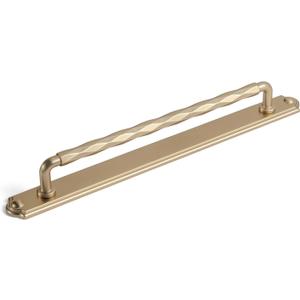 Goo-Ki 7.6 Inch(192mm) Champagne Bronze Cabinet Pull Handles with Ribbed Edge Backplate, 2 Packed Zinc Alloy Hardware for Kitchen Cabinets, Drawers, Dressers & Furniture