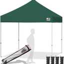 Eurmax USA Standard 10x10ft Patio Pop Up Canopy Tent for Outdoor Events Commercial Instant Canopies with Heavy Duty Roller Bag,Bonus 4 Canopy Sand Bags(Forest Green)