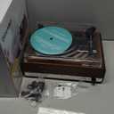 Vinyl Record Player with Speakers,3 Speed Turntable with Bluetooth, Aux, Headphone Jack, RCA Output and Auto Stop,Mirror Vintage Wooden Coffee