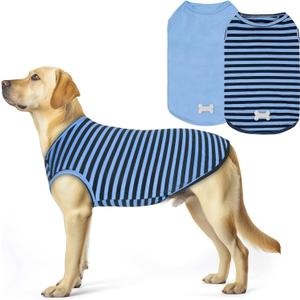KYEESE 2Pack Dog Shirt, Soft Striped Dogs T Shirts, Lightweight Pet Tank Top, Sleeveless Dog Shirt for Large Dogs, Stretchy Comfortable Pet Vest, Dark Blue, 3XL