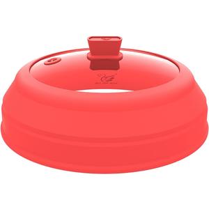 Microwave Splatter Cover Glass Splatter Guard Lid with Collapsible Silicone for Small Bowls Food Plate Cover 9 inch Red (8.5 inch)