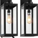 20" Large Dusk to Dawn Outdoor Wall Lantern with Closed Bottom - Black Outdoor Porch Lantern Wall Mounted, Waterproof Modern Outside Wall Sconce Coach Lamp for House, E26, 2 Packs