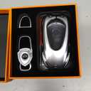 for Mercedes Benz Key fob Cover with Metal Keychain Case Key Shell Protector Compatible with 2020-2024 S-Class G-Class E-Class EQE EQS Accessories (Fashion Silver for Benz-C)