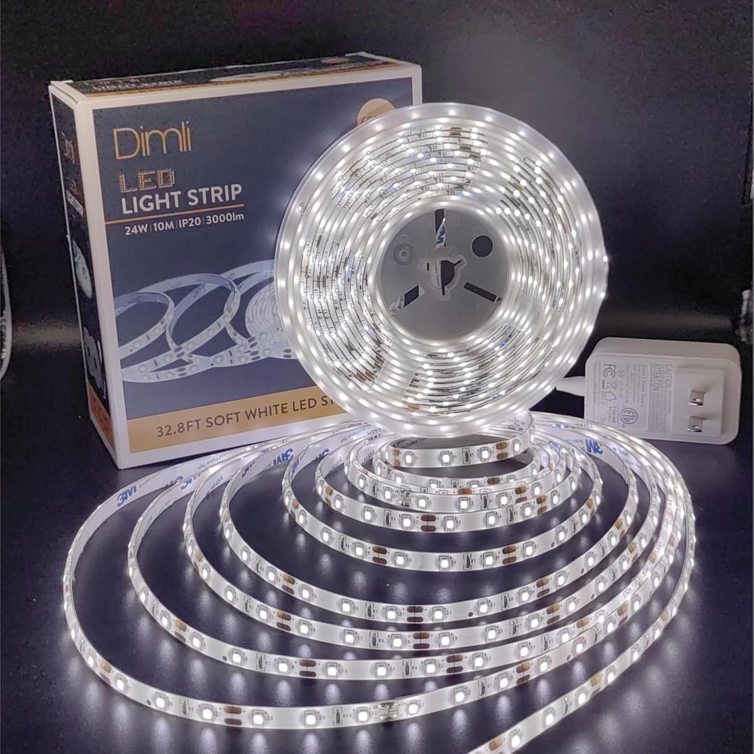 Yonikku Bright White LED Strip Lights - 32.8FT Waterproof Outdoor & Indoor LED Tape Light (6500K, Plug-in)