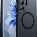 CANSHN Designed for Samsung Galaxy S22 Ultra Case [Full Camera Protection] [Compatible with MagSafe] Translucent Matte Shockproof Protective Phone Cover 6.8 Inch - Black