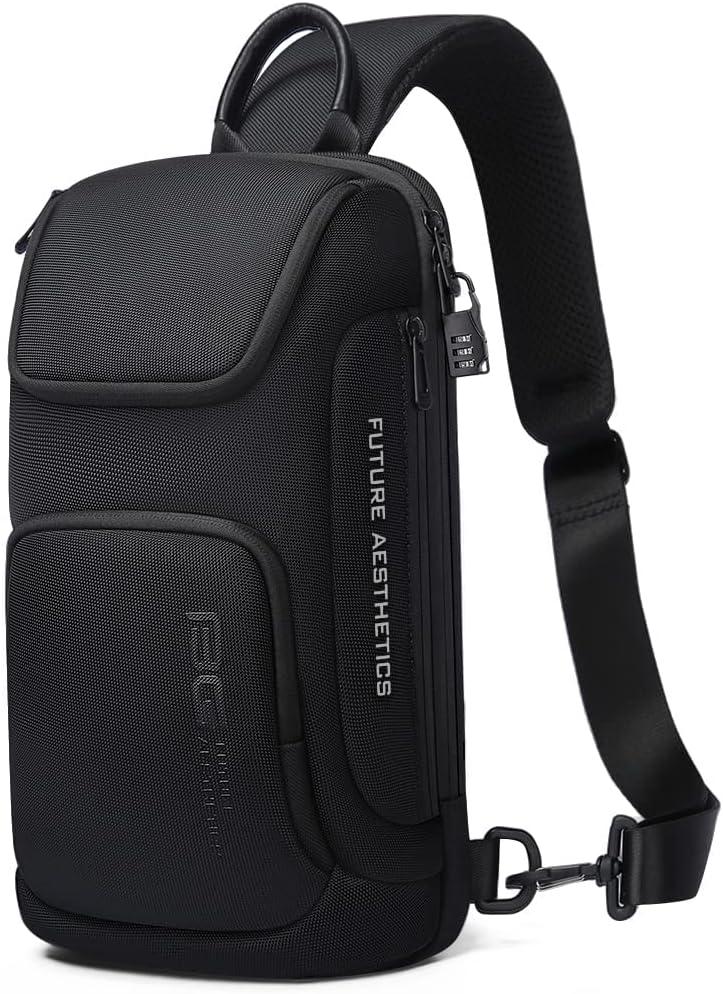 BANGE Sling Bag for Men,Shoulder bags Crossbody Sling Backpack for Men and Women (Black)