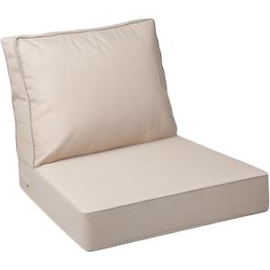 AAAAAcessories Outdoor Deep Seat Cushions with Double Welted Pillow, Waterproof, Fade-Resistant Patio Furniture Replacement Cushions, 24" x 24" x 5" + 24" x 19", Sandstone Beige