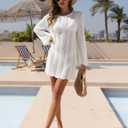 VIMPUNEC Crochet Swimsuit Coverup for Women Summer Bathing Suit Cover Ups Swimwear Beach Dress (White, S)
