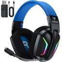 WESEARY Wireless Gaming Headset for PC, PS5, PS4, Switch, Mac, 2.4GHz Wireless Gaming Headphones with ENC Noise Canceling Microphone, Bluetooth 5.4, Cool Lighting, 50H Battery, 50mm Drivers