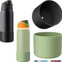 3 x yoelike 2PCS 2 Colors Silicone Water Bottle Boot for Owala, Anti-Slip Protective Sleeve for FreeSip/Twist/Flip, Watter Bottle Accessories, Bottom Bumper Cover, Dishwasher Safe, BPA Free (black+Mint)