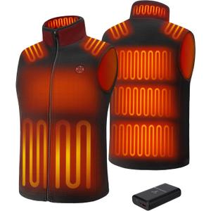 TODWARM Men Heated Vest with Battery Pack Included, Fleece Electric Heating Vests 15-Zone Warming for Winter (Small, Black)