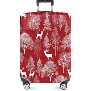 FOREVER QUEEN Deer - Christmas Tree Luggage Cover Suitcase Protector Suitcase Cover Anti-Scratch, Stretchable Bag Cover Washable Durable Polyester
