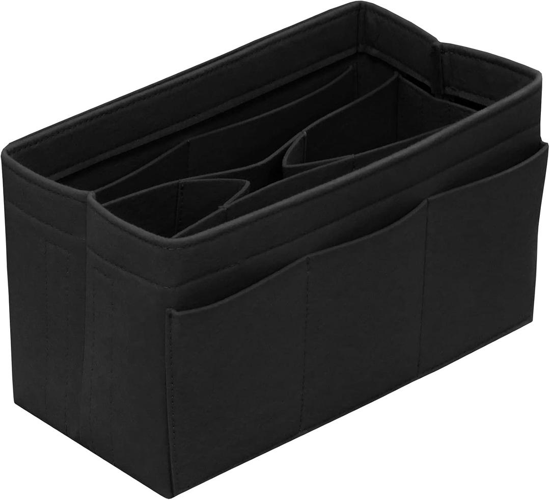 DailyPlus Purse Organizer Insert - Felt Bag Organizer for Tote Purse Bag with 14 Pockets - Black, Medium