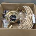 Boho Ceiling Fan with Light and Remote,Rattan Fandelier Ceiling Fan with Light Flush Mount Woven Farmhouse Caged Ceiling Fans for Bedroom Living Room Kitchen (Enclosed 6 Speeds)