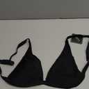 ZAFUL Bikini for Women Triangle Textured Plunging High Cut Cheeky Bikini Swimsuits Bathing Suits (Medium, 0-black)