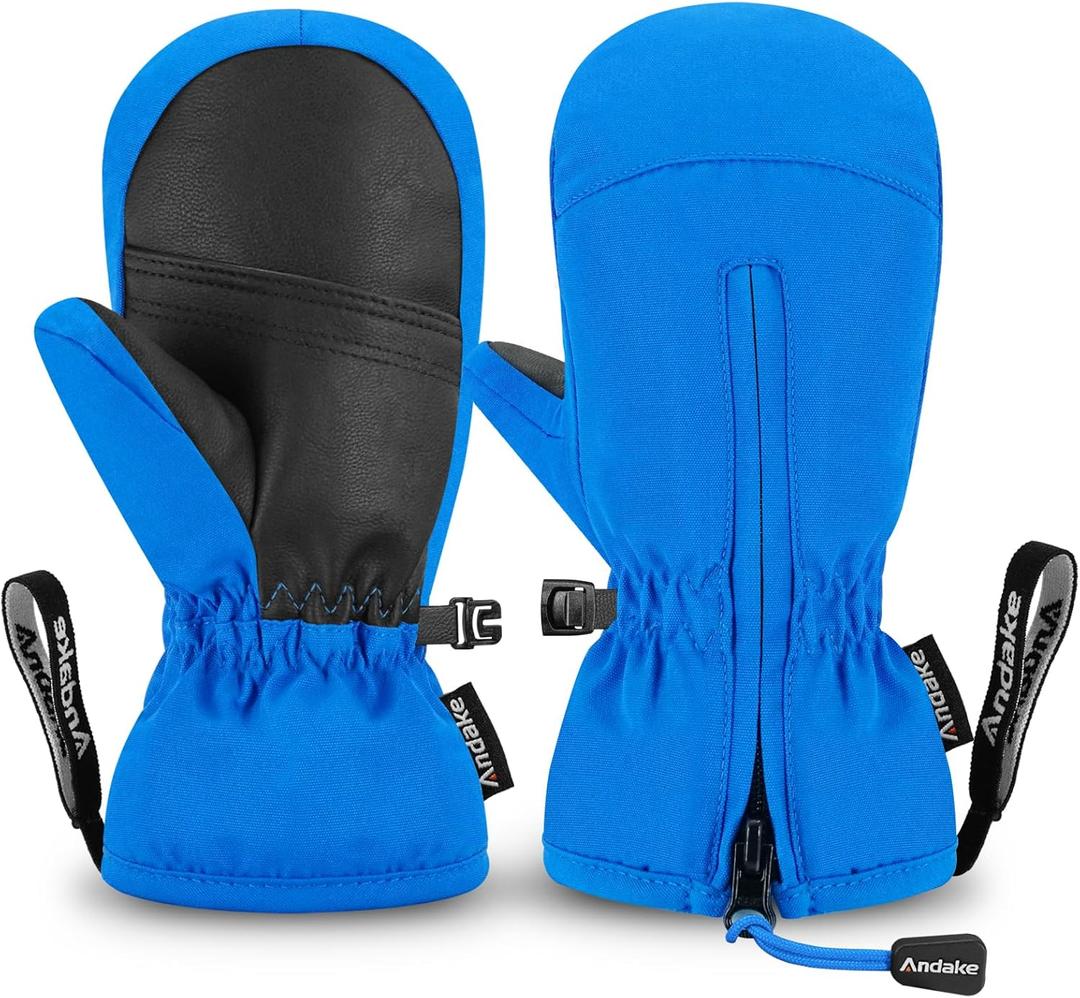 Andake Kids Ski Mittens Gloves Waterproof&Breathable Winter Warm Snow Gloves for Ages 1-10 Toddler Baby Girls and Boys (XXXXS(Fits 1-2Y), Blue)