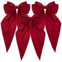 3 PCS Silky Satin Hair Bows, Oversized Long Tail Bows with Barrette Clips, Coquette Hair Accessories for Women and Girls (B.Yellow - Lavender - L.Pink)