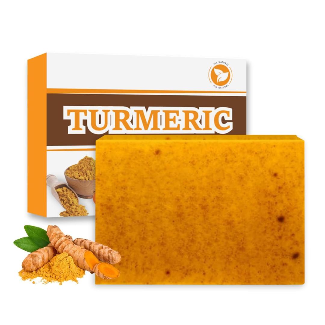 Turmeric Soap Bar for Face & Body - Lemon Turmeric Ko-jic A-cid Soap -Turmeric Soap for Da-rk Sp-ots - Natural Handmade Soap Bar For Women,Mens Bar Soap Bath -Smooth Skin,Gentle Cleansing & Hydrating