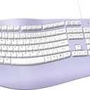 RECCAZR Ergonomic Keyboard Wired with Wrist Rest, Wave Keyboard for Natural Typing,Spill-Resistant Compatible with Windows/PC/Laptop (Purple)