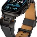 Top Genuine Leather Band Compatible with Apple Watch Ultra 3 2 1 Bands for Men 49mm 46mm 45mm 44mm 42mm,Luxury Leather Rugged Strap with Metal Connector for iWatch Series 11 10 9 8 7 6 5 4 SE