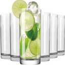 Drinking Glasses Set of 6, 16oz Crystal Highball Glasses, Clear Tall Glass Cups,Water Glass for Kitchen,Tom Collins,Juice,Whiskey,Mojito Cocktail Glasses for Bar Glassware,Gifts for Christmas