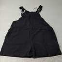 Yeokou Women's Cotton Linen Short Overalls Casual Summer Bib Shortalls with Pockets M Black