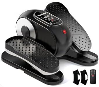 Under Desk Elliptical Machine, Leg Exerciser as Seen on TV While Sitting for Senior with Remote Control, Portable & Quiet Pedal Exerciser with 12 Adjustable Speed, Black