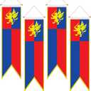 Oudain 4 ft Medieval Fantasy Pull-down Banner with Lion Design Hanging Party Bunting Banner Medieval Party Decorations Garden Cutouts Flag for Castle Theme Festival Birthday Decor(4 Pcs)