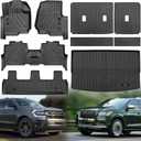 for Ford Expedition Max/Lincoln Navigator L 8-Seater 2018-2024 2025 Floor Mats 3 Rows Trunk Cargo Liner and Backrest Mats All Weather TPE Accessories (8 Seat Full Set-Only for MAX Or L)