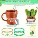 5 Pcs Funny Gardener Gifts for Women Gardener of the Year Coffee Mug Crochet Succulent Bracelet Keychain Christmas Gifts for Men Women Mom Birthday Present