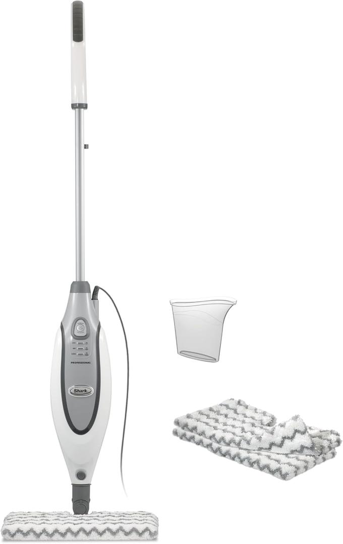 Shark® Professional Steam Pocket® Mop with Swivel Steering, 2 Washable Double-sided Pads, Steam Sanitization, Lightweight, Steam Cleaner for Sealed Hard Floors, Marble, Stone & Laminate, Grey, S3601