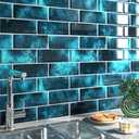 FunStick 15-Sheet Dark Blue Stick on Backsplash Tile Peel and Stick Backsplash Subway Tile Stickers for Kitchen Peel and Stick Wall Tiles for Bathroom Shower Laundry Room Removable Back Splash 12"x12"