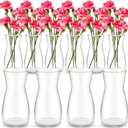 Thenshop 10 Pcs 8'' Tall Clear Flower Vase Wide Mouth Crystal Glass Boho Decorative for Centerpieces Bulk Tall Vase for Flower Bouquets Rustic Home Decor Wedding Housewarming Gift (Clear)