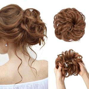 HIZEMLK 1PC Messy Bun Hair Piece Messy Hair Bun Scrunchies for Women Wavy Curly Chignon Ponytail Hair Extensions Synthetic Thick Tousled Updo Bun (Copper Auburn)