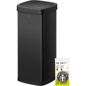 EKO EcoSmart 80L / 21.1 Gallon Motion Sensor Trash Can Tall, Large Touchless Automatic Kitchen Garbage Bin with Soft-Close Lid for Home or Office, Brushed Stainless Steel, Matte Black