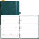 POPRUN 2025 Planner Weekly Notebook Calendar [Large Size 8.5'' x 10.5''] - Agenda 2025 Appointment Book with Monthly Tabs, Spiral Soft Cover, Inner Pocket, 100 GSM - Petrol (Large-8.5'' x 10.5'', Petrol)