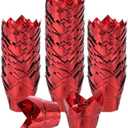 uxcell 100 Pcs Tulip Cupcake Liners, Muffins Liners Aluminum Foil Cupcake Wrappers Baking Cups Muffins Liners for Wedding Birthday Party Supplies, Red