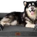 EHEYCIGA Orthopedic Dog Beds for Extra Large Dogs, Waterproof Memory Foam XXL Pet Bed with Sides, Non-Slip Bottom and Egg-Crate Foam Big Dog Couch Bed with Washable Removable Cover, Dark Grey