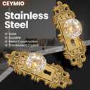 5.5 Inch Height Vintage Dummy Door Knob Interior Crystal Glass Door Knobs 4 Drawer Dresser Handles Antique Brass Cabinet Knobs Keyless Decorative Hallway Closet Door Pulls