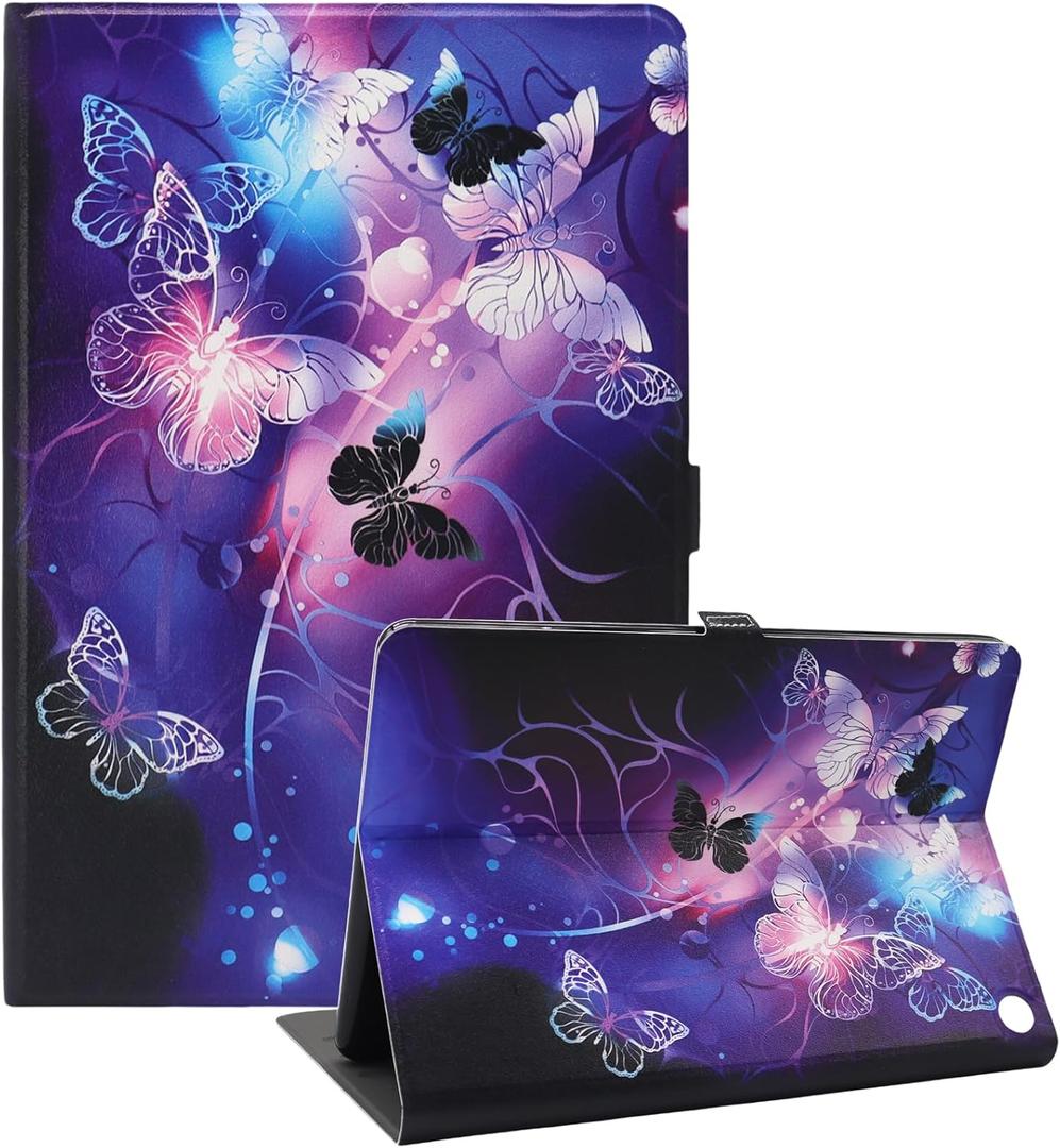 Amazon Kindle Fire HD 10 and Fire HD 10 Plus 10.1" Tablet Case (13th/11th Generation 2023/2021 Release), Slim Fit Leather Stand Smart Cover with Auto Sleep/Wake, Purple Butterfly