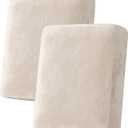 H.VERSAILTEX Velvet Stretch Couch Cushion Cover Plush Cushion Slipcover for Chair Loveseat Sofa Cushion Furniture Protector Seat Cushion Sofa Cover (2 Piece Medium Sofa Cushion Covers, Ivory)