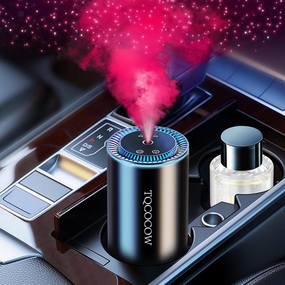 Smart Car Air Freshener Diffuser with Starry Sky Projection and 50ml Perfume, 3 Mode Adjustable Rechargeable Car Aroma Diffuser, Auto On/Off Intelligent, Cologne