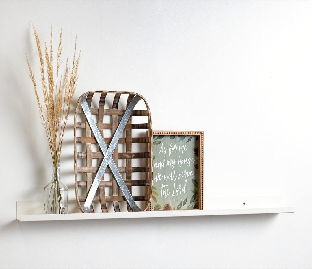 Infinite Design 48" Metal Floating Wall Shelf | Modern White Powder-Coated Steel Ledge, Made in USA | Wall-Mounted Shelf for Living Room, Kitchen, Bathroom, Bedroom or Office Infinite Design 48" Metal Floating Wall Shelf | Modern White Powder-Coated Steel Ledge, Made in USA | Wall-Mounted Shelf for Living Room, Kitchen, Bathroom, Bedroom or Office