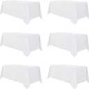 sancua 6 Pack White Tablecloth 90 x 132 Inch - Rectangle Table Cloth for 6 Feet Tables Stain and Wrinkle Resistant Washable Polyester Table Cover for Dining Wedding Banquet Party Buffet Restaurant